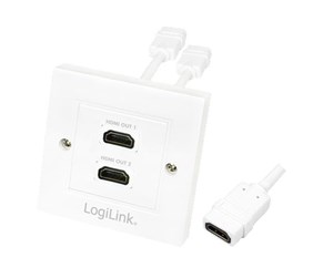 Tilbehør - LogiLink AH0015 HDMI wall plate 2-port with 2x HDMI-A cable F/F 4K/30 Hz white - AH0015