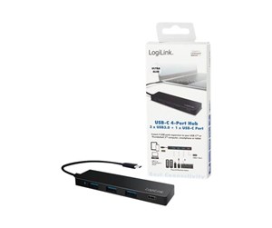 USB-hub - LogiLink Ultra-slim USB 3.2 Gen 1x1 USB-C 4-port hub USB-hub - 4 porter - Svart - UA0311