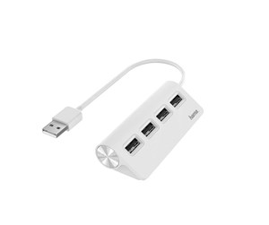 USB-hub - Hama USB Hub 4 Ports USB 2.0 480 Mbit/s white USB-hub - USB 2.0 - 4 porter - Hvit - 002001200000