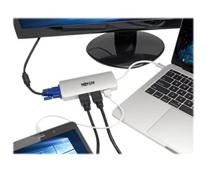 Dokkingstasjon - Tripp Lite USB C Docking Station w/ USB-A Hub 2x HDMI VGA PD Charging 1080p @ 60 Hz Silver USB Type C USB-C USB Type-C Thunderbolt 3 Compatible - U442-DOCK12-S