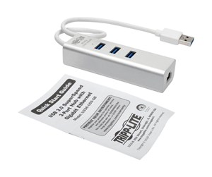 Nettverksadapter - Tripp Lite USB 3.0 SuperSpeed to Gigabit Ethernet NIC Network Adapter w/ 3 Port USB Hub - network adapter - USB 3.0 - Gigabit Ethernet x 1 + USB 3.0 x 3 - U336-U03-GB