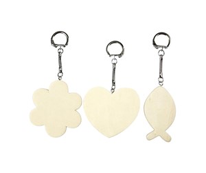 Hobbyartikler - Creativ Company Decorate your Wooden Keychain 3pcs. - 576841