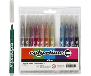 Skrive- & Tegneverktøy - Creativ Company Colortime glittertusch 12pcs. - 37371