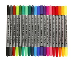 Skrive- & Tegneverktøy - Creativ Company Double-sided Textile Markers - Basic colors 20pcs - 34817