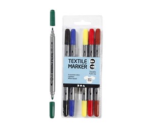 Skrive- & Tegneverktøy - Creativ Company Double-sided Textile Markers - Basic colors 6pcs. - 34819