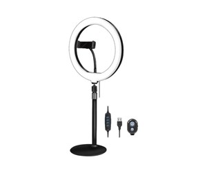 Streamingutstyr - LogiLink Smartphone ring light tripod with remote shutter height adjust. Ø 25 cm - AA0152