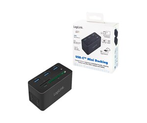 Dokkingstasjon - LogiLink USB 3.2 Gen 1 docking station USB-C 10-port PD mini black - UA0370