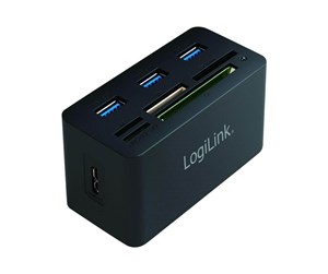 USB-hub - LogiLink USB 3.0 hub with all-in-one card reader black USB-hub - 3 porter - Svart - CR0042