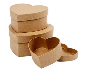 Arts & Crafts - Tilbehør - Creativ Company Hearts Boxes Papier-mache 3pcs. - 263760