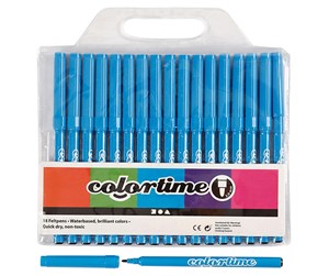 Skrive- & Tegneverktøy - Creativ Company Colortime Tusch Light Blue Markers 18pcs. - 373534