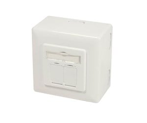 Tilbehør - LogiLink NP0124 Cat.6A wall outlet 2 x RJ45 shielded with backbox pure white - NP0124