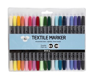 Skrive- & Tegneverktøy - Creativ Company Textile Pens - Extra Colors 20pcs. - 34833