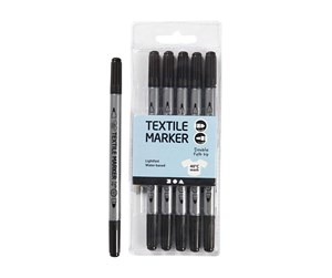 Skrive- & Tegneverktøy - Creativ Company Textile Markers 6pcs. Black - 34820