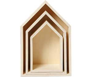 Oppheng & Kroker - Creativ Company Wooden Houses with Hanging Hook 3pcs. - 55920