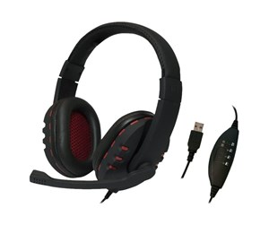 Hodetelefoner - LogiLink Stereo headset 1x USB-A plug boom microphone gaming black/red - HS0033