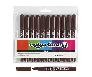 Skrive- & Tegneverktøy - Creativ Company Dark brown Jumbo markers 12pcs. - 37360