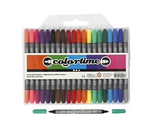 Skrive- & Tegneverktøy - Creativ Company Colortime Double-sided pens - Basic colors 20st. - 37983