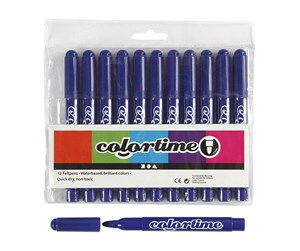 Skrive- & Tegneverktøy - Creativ Company Colortime Tusch Markers Blue 12 pcs. - 37355