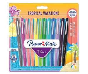 Skrive- & Tegneverktøy - Paper Mate Flair Felt Tip Pens | Medium Point (0.7 mm) | Assorted Tropical Vacation Colours | 12 Count - 1951029