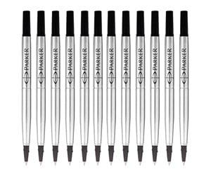 Skrive- & Tegneverktøy - Parker Rollerball Pen Ink Refills | Fine | Black QUINK Ink | 12 Count - 1950277