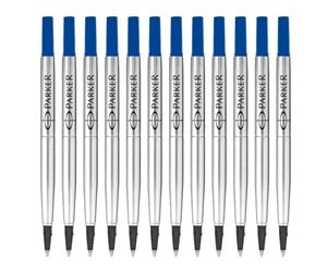 Skrive- & Tegneverktøy - Parker Rollerball Pen Refills | Medium Tip | Blue QUINK Ink | 12 Count - 1950311