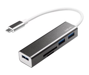 USB-hub - LogiLink USB-C 3-Port Hub with Card Reader USB-hub - 3 porter - Sølv - UA0305