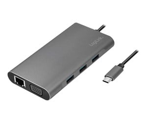 Dokkingstasjon - LogiLink USB 3.2 Gen 1 docking station USB-C 10-port PD silver - UA0383