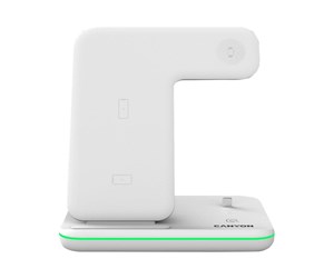 Mobil - Adaptere og ladere - Canyon WS-302 wireless charging stand - 3-in-1 - Lightning/Micro-USB Type B - 15 Watt - White - CNS-WCS302W