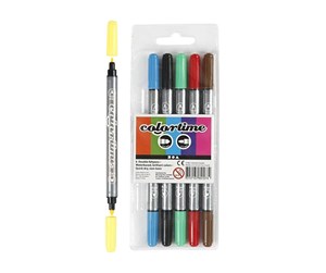 Skrive- & Tegneverktøy - Creativ Company Colortime double ink 6pcs. - 37984