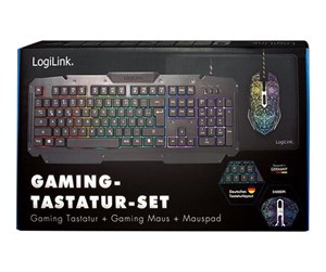 Tastatur - LogiLink Gaming-Set keyboard mouse and mouspad - Gamingtastatur - Tysk - Svart - ID0185