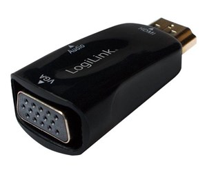 Skjermkabel - LogiLink HDMI adapter A/M to VGA/F + 3.5 mm/F 1080p black - CV0107