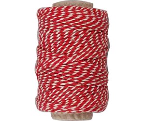 Garn & Tilbehør - Creativ Company Cotton cord Red/white 50m - 50332