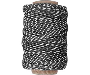 Garn & Tilbehør - Creativ Company Cotton cord Black/White 50m - 50346