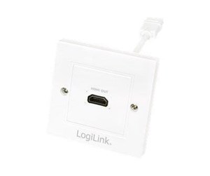 Tilbehør - LogiLink HDMI wall plate 1-port with HDMI-A cable F/F 4K/30 Hz white - AH0014