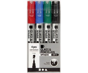 Hobbyartikler - Creativ Company Glass and Porcelain Markers Colour 4pcs. - 31336