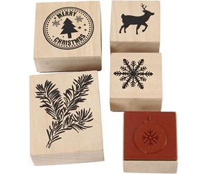 Arts & Crafts - Tilbehør - Creativ Company Wooden Stamp Set Christmas 5pcs. - 27573