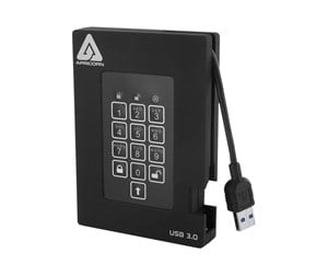 Hard drive - External - Apricorn Aegis Padlock Fortress - Ekstern Harddisk - 1TB - Svart - A25-3PL256-1000F