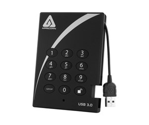 Hard drive - External - Apricorn Aegis Padlock 3.0 - Ekstern Harddisk - 2TB - Svart - A25-3PL256-2000