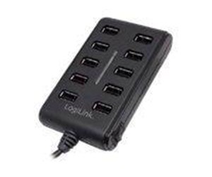 USB-hub - LogiLink USB 2.0 hub 10-port with On/Off switch USB-hub - 10 porter - UA0125