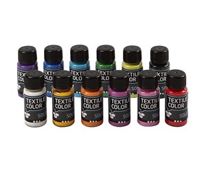 Hobbyartikler - Creativ Company Opaque textile paint - Set of 12 colors 50ml - 34199