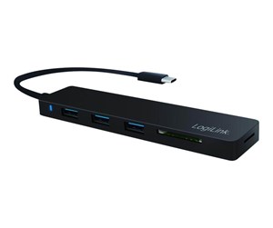 USB-hub - LogiLink Ultra-slim USB 3.2 Gen 1x1 USB-C 3-port hub & card reader USB-hub - 3 porter - Svart - UA0312