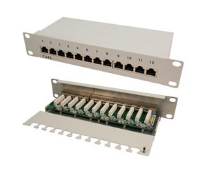 Tilbehør - LogiLink Cat.6 Patch Panel 12 ports shielded 10 inch rack mount light grey - NP0041