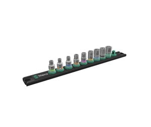 Verktøy - Wera Magnetic socket rail A 4 Zyklop socket set 1/4" drive 9 pieces - 05005400001