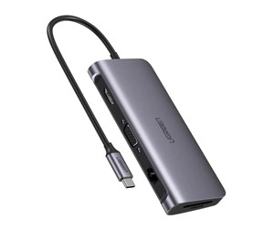 Dokkingstasjon - UGREEN 9-in-1 USB-C Multifunction Adapter with HDMI/ VGA / Ethernet / PD - 40873