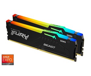 RAM - Kingston FURY Beast RGB DDR5-5200 - 32GB - CL36 - Dual Channel (2 pcs) - AMD EXPO & Intel XMP - Svart med RGB - KF552C36BBEAK2-32