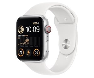 Smartklokke, Smartwatch & Sportsklokke - Apple Watch SE (2022) GPS + Cellular 44mm Silver Aluminium Case with White Sport Band - MNQ23DH/A