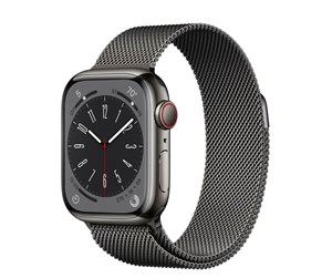 Smartklokke, Smartwatch & Sportsklokke - Apple Watch Series 8 GPS + Cellular 41mm Graphite Stainless Steel Case with Graphite Milanese Loop - MNJM3DH/A