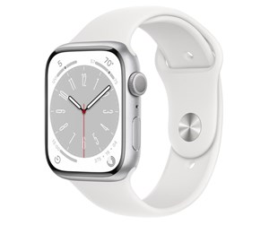 Smartklokke, Smartwatch & Sportsklokke - Apple Watch Series 8 GPS 45mm Silver Aluminium Case with White Sport Band - MP6N3DH/A