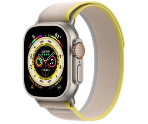 Smartklokke, Smartwatch & Sportsklokke - Apple Watch Ultra GPS + Cellular 49mm Titanium Case with Yellow/Beige Trail Loop - S/M - MNHK3DH/A