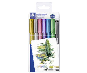 Konferanse & Presentasjon - Staedtler Metallic pen 6 pcs & 1pigment liner - 8323-SWP6P